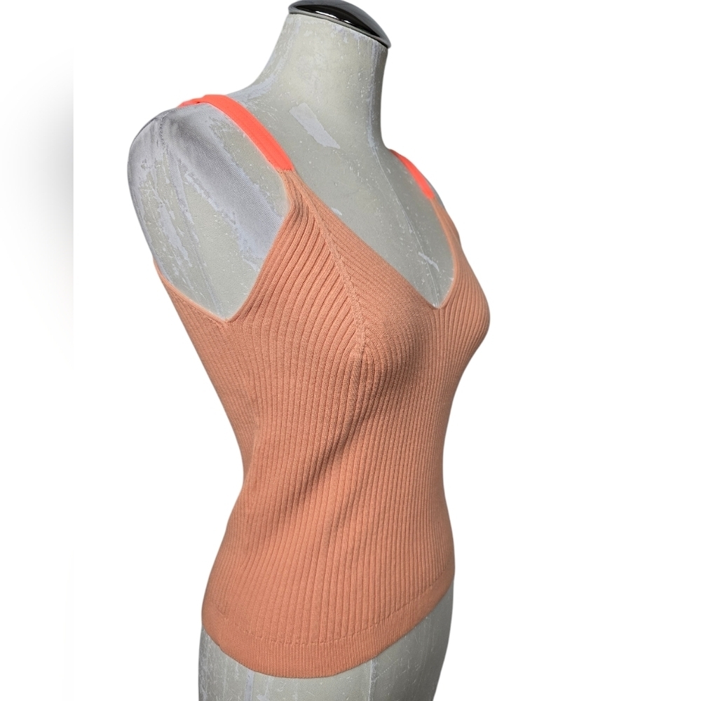 J. Crew Ribbed V Neck Knit Tank Top Peach S - Picture 2 of 8
